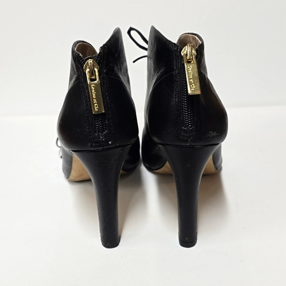 Louise et Cie Black Leather Laced Peep Toe Heeled‎ Boots - Picture 4 of 6